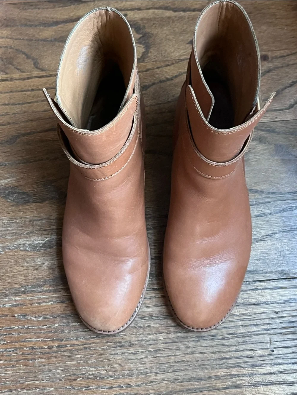 Tory Burch Brooke Leather Ankle Boots Perfect Brown Buckle Booties Size 6.5